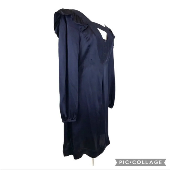 SEE BY CHLOE 100% Silk Victorian Inspired Navy Mini Dress 4 - Picture 3 of 10